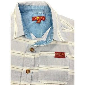 Toddler Boys 7‎ For All Of Mankind Blue Plaid S/S Button Up Shirt Size 2T